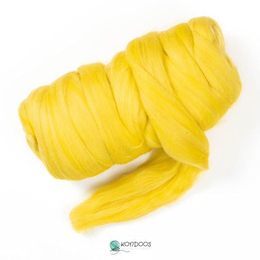 1 lb Natural Wool Roving: Colored Fiber for Felting, Handcrafts & Spinning (Yellow Lemon, 1 lb)