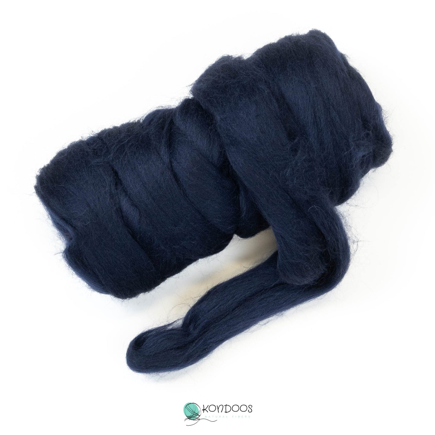 Kondoos Colored Natural Wool roving, 8 OZ. Best Wool for Needle Felting, Wet Felting, handcrafts and Spinning. (Blue Navy)