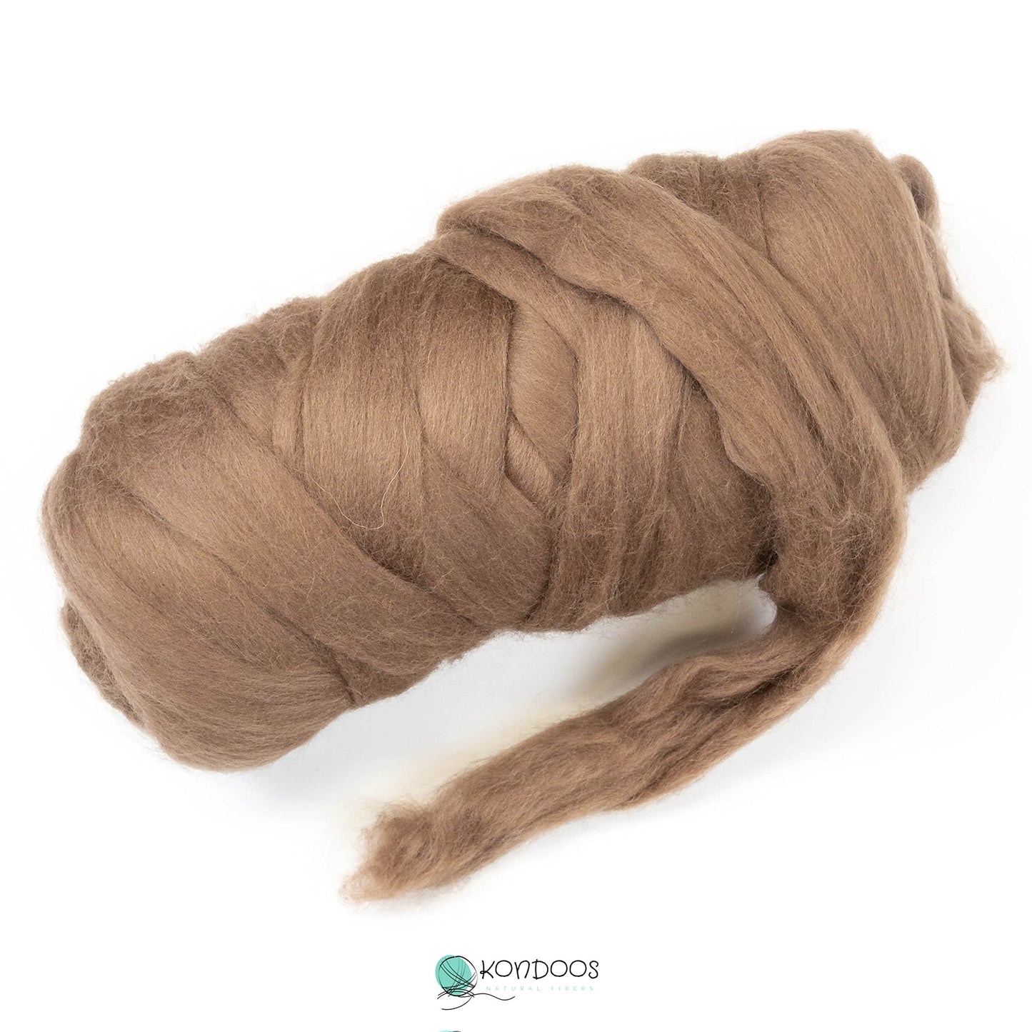 Kondoos Colored Natural wool roving, 1 lb. Best wool for needle felting, wet felting, handcrafts and spinning. (Tobacco, 1 lb)