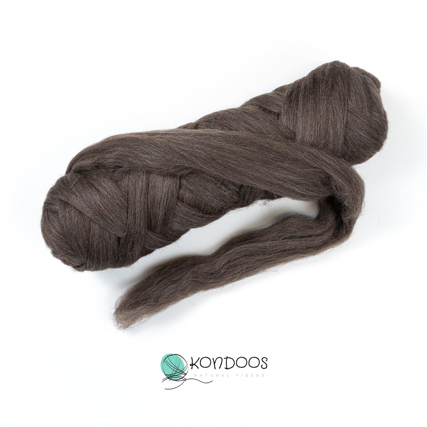 Kondoos Natural Wool Bulk roving, 2 lb. Best Wool for Spinning, arm Knitting, Felting, Chunky Blankets and Tapestry. Natural Colors, un-Dyed. (Mocha, 2 lb)