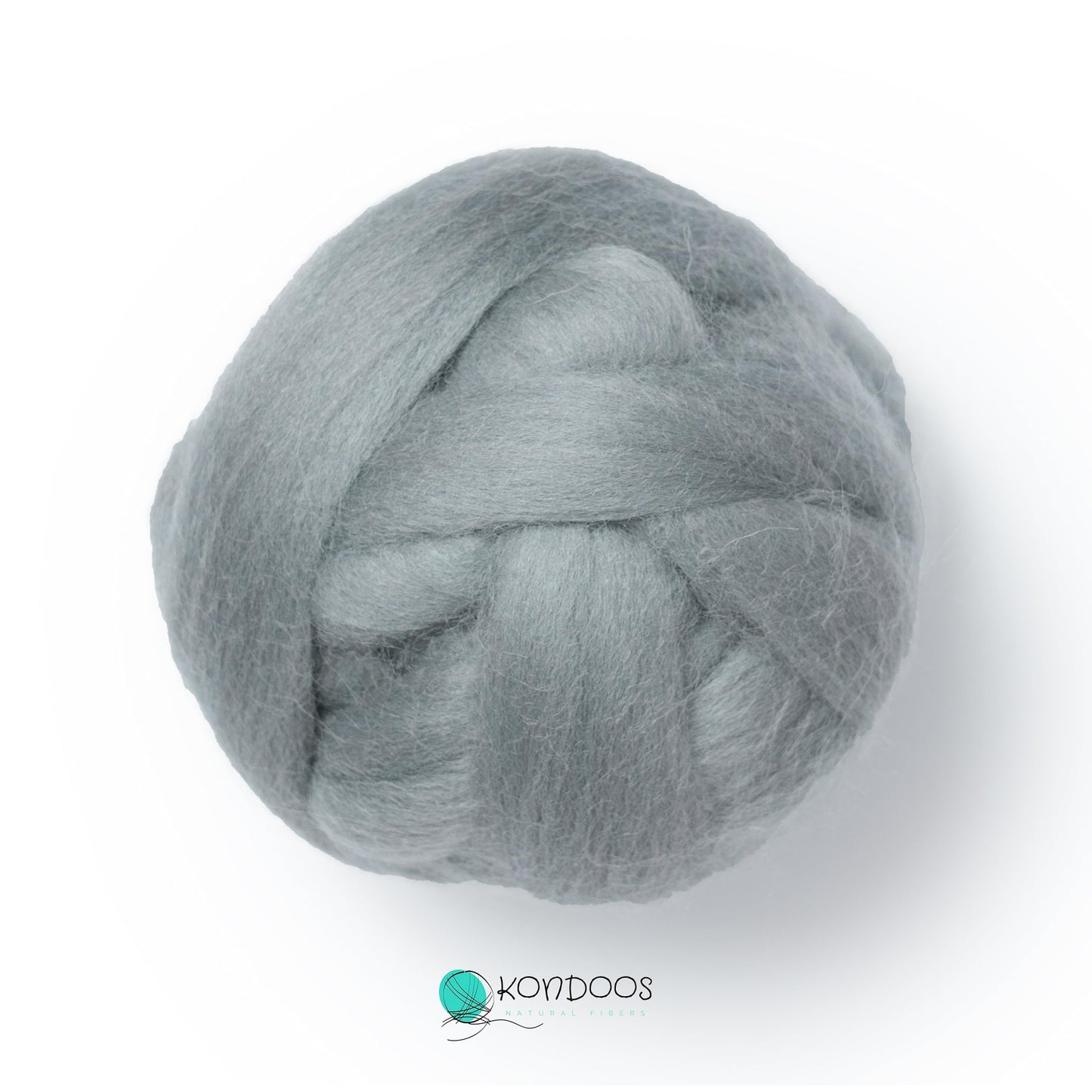 Kondoos Natural Wool roving, 2 OZ. Best Wool for Needle Felting and wet felting, handcrafts and DIY spinning Projects, Wool Felting Supplies. Dyed colors. (Silver, 2 oz)