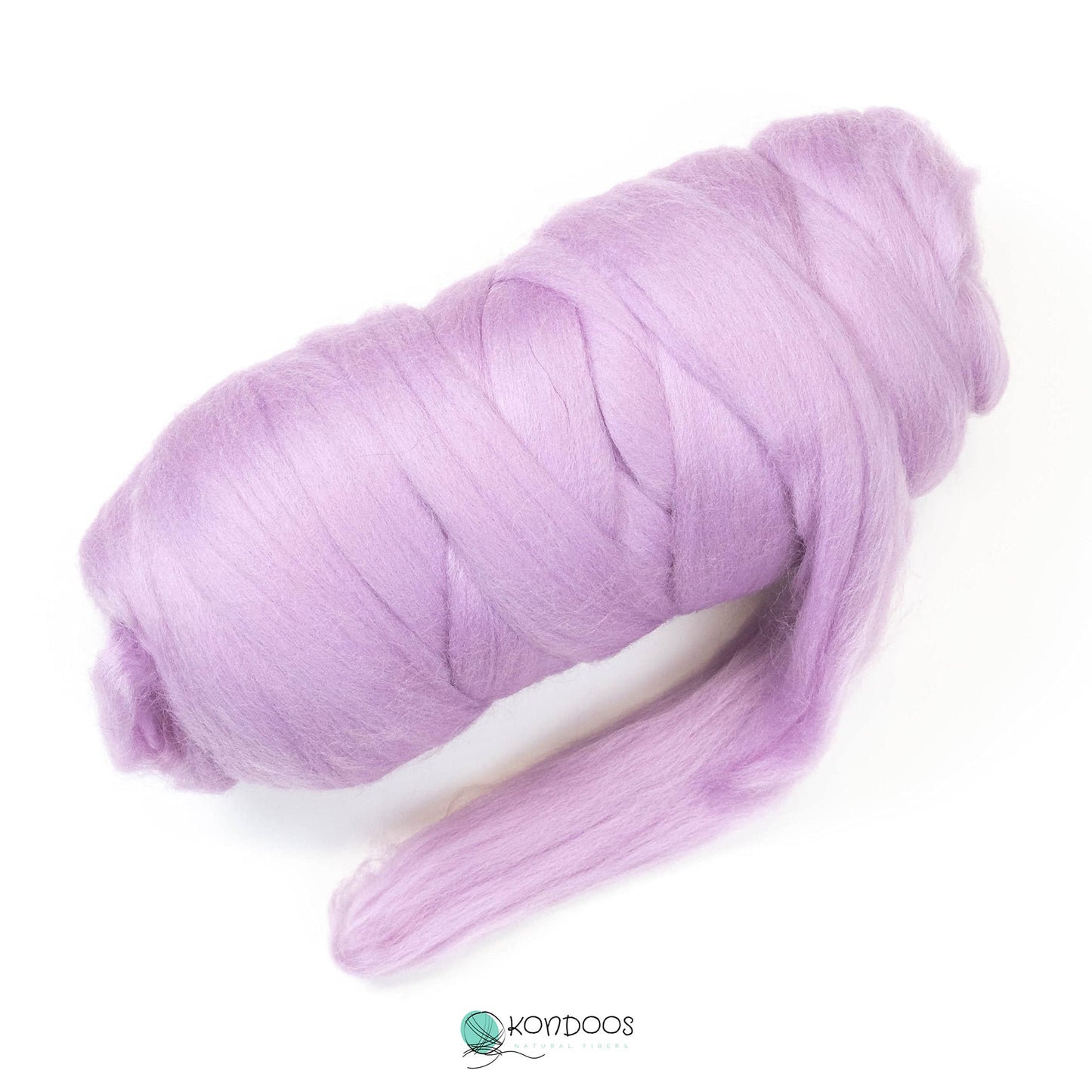 Kondoos Colored Natural Wool roving, 1 lb. Best Wool for Needle Felting, Wet Felting, handcrafts and Spinning. (Lavender, 1 lb)