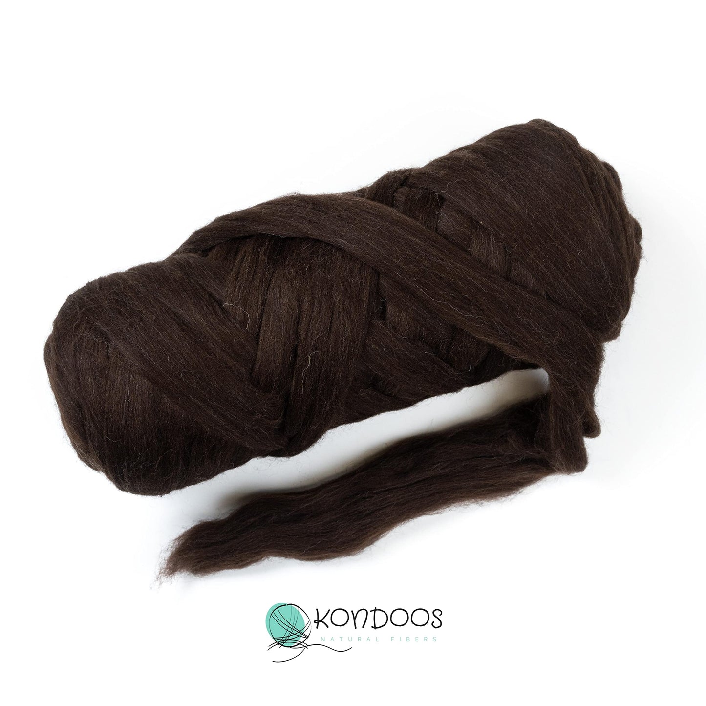 Kondoos Natural Wool Bulk roving, 4 lb. Best Wool for Spinning, arm Knitting, Felting, Chunky Blankets and Tapestry. Natural Colors, un-Dyed. (Dark Chocolate, 4 lb)