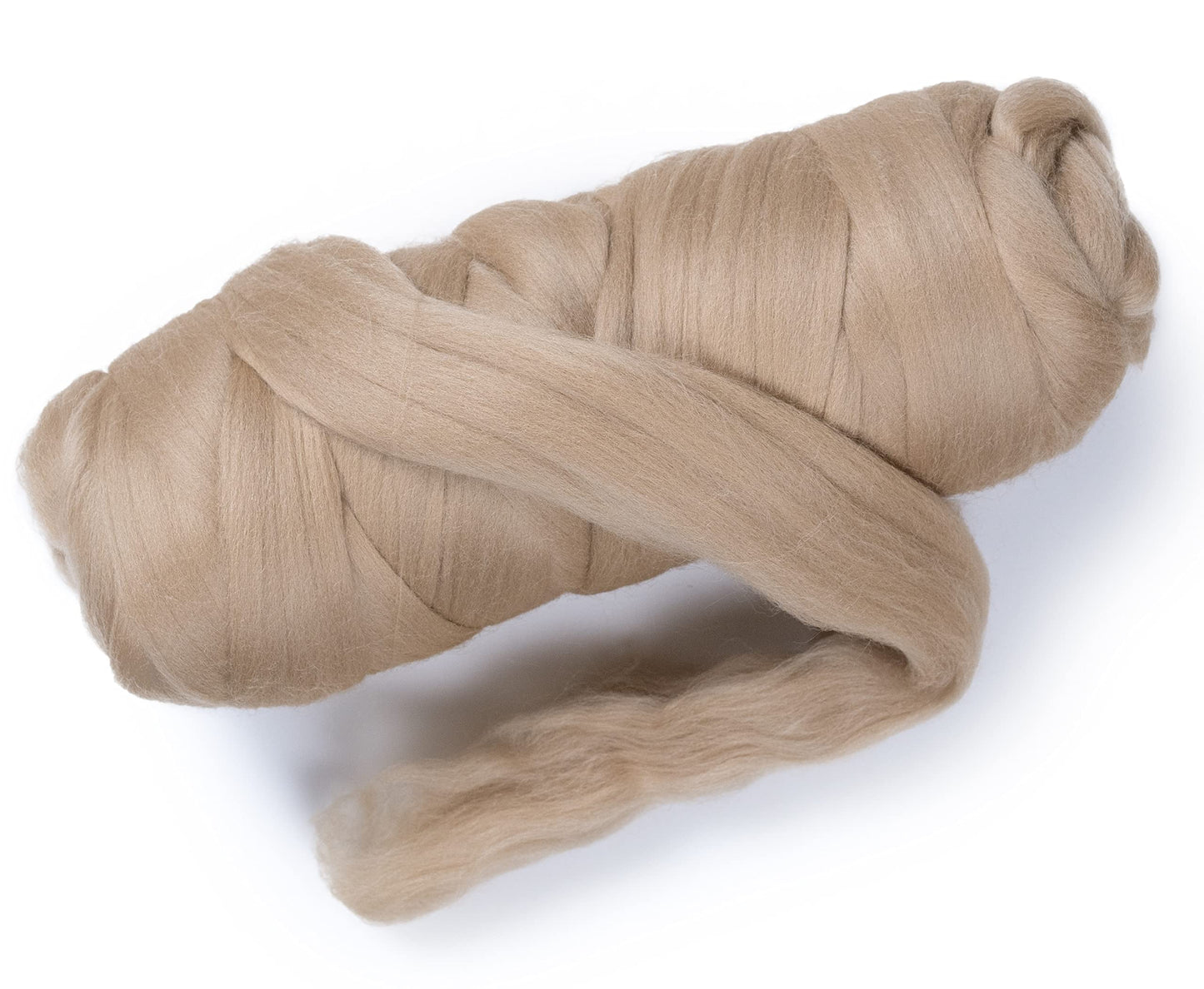 Kondoos Colored Natural Wool roving, 1 lb. Best Wool for Needle Felting, Wet Felting, handcrafts and Spinning.Wool Felting Yarn Supplies. (Beige, 1 lb)