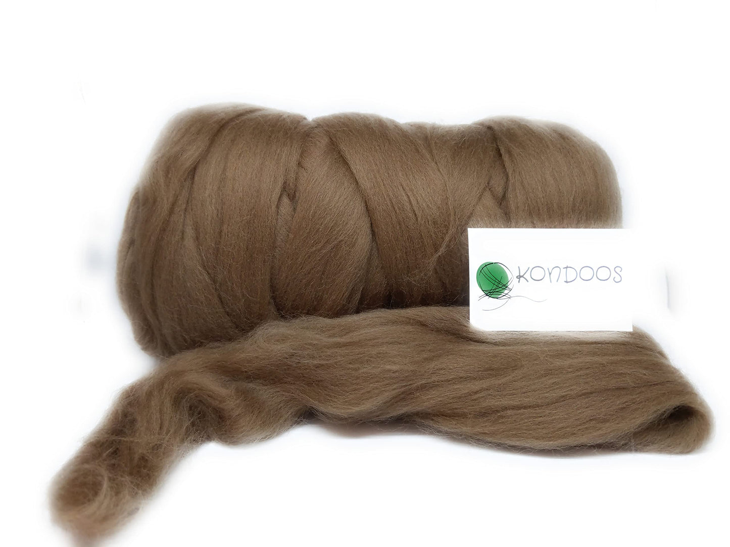 Kondoos Colored Natural wool roving, 1 lb. Best wool for needle felting, wet felting, handcrafts and spinning. (Tobacco, 1 lb)