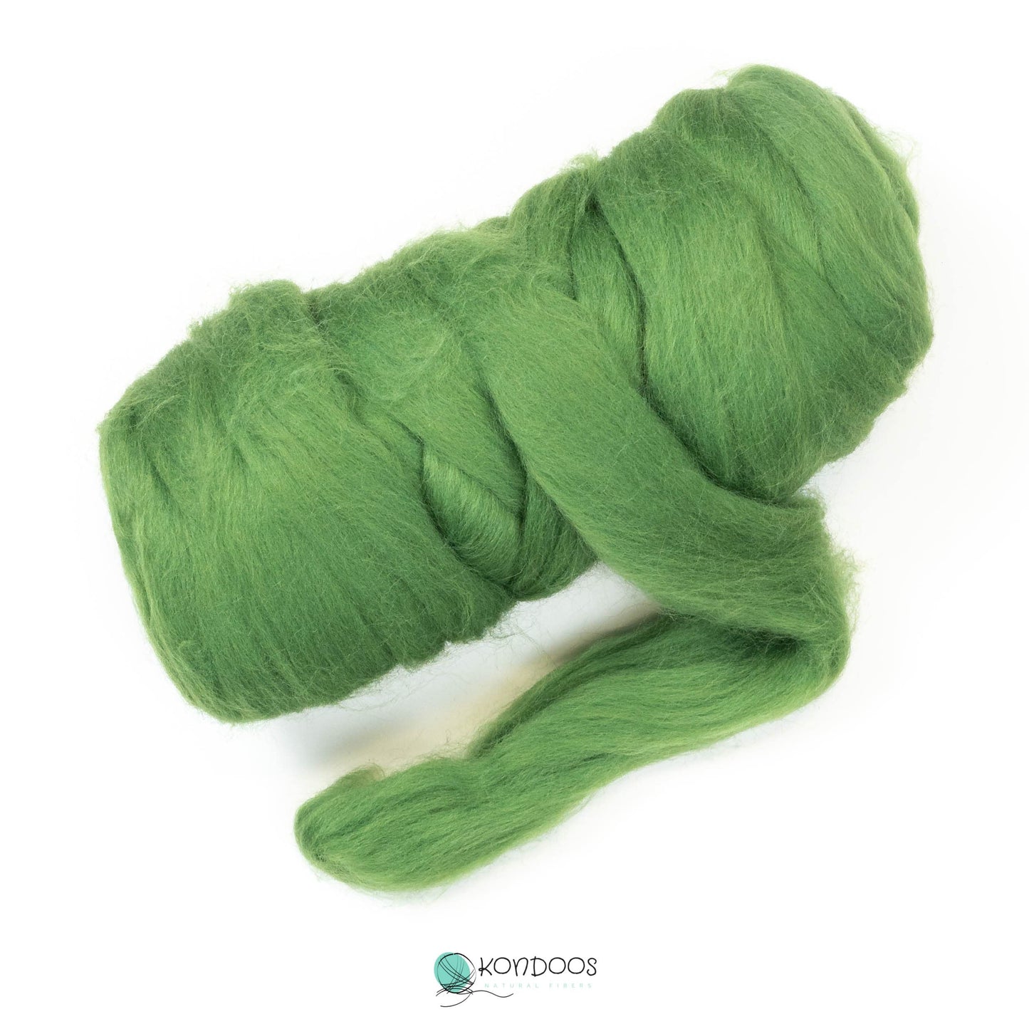 8 oz Natural Wool Roving: Grass Green Colored Fiber for Felting, Handcrafts & Spinning