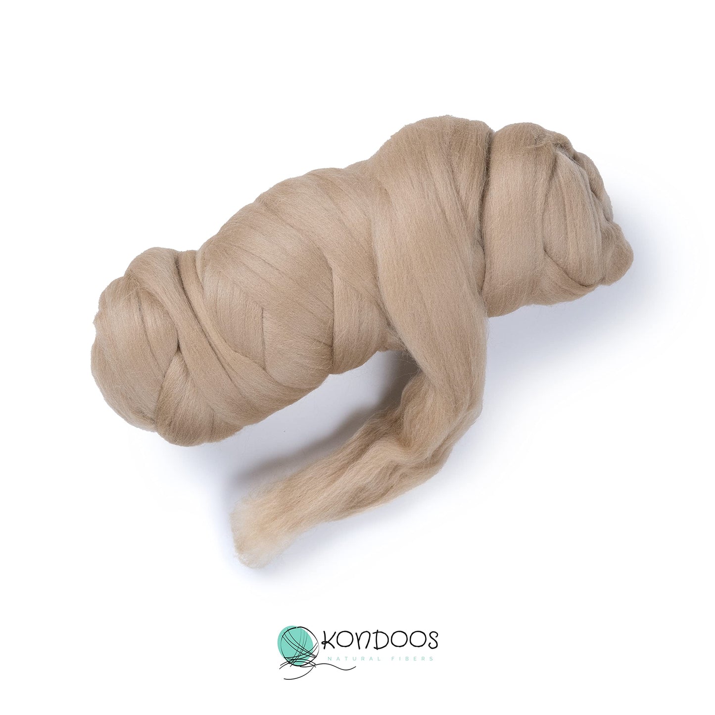 Kondoos Colored Natural Wool roving, 1 lb. Best Wool for Needle Felting, Wet Felting, handcrafts and Spinning.Wool Felting Yarn Supplies. (Beige, 1 lb)