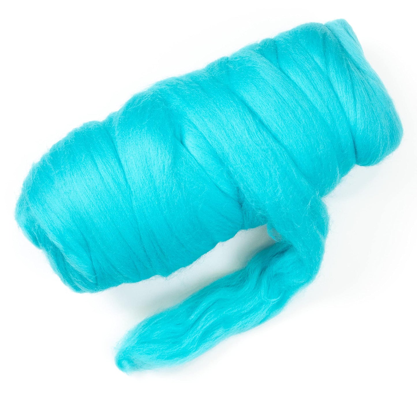 Kondoos Colored Natural Wool roving, 1 lb. Best Wool for Needle Felting, Wet Felting, handcrafts and Spinning. (Cyan, 1 lb)