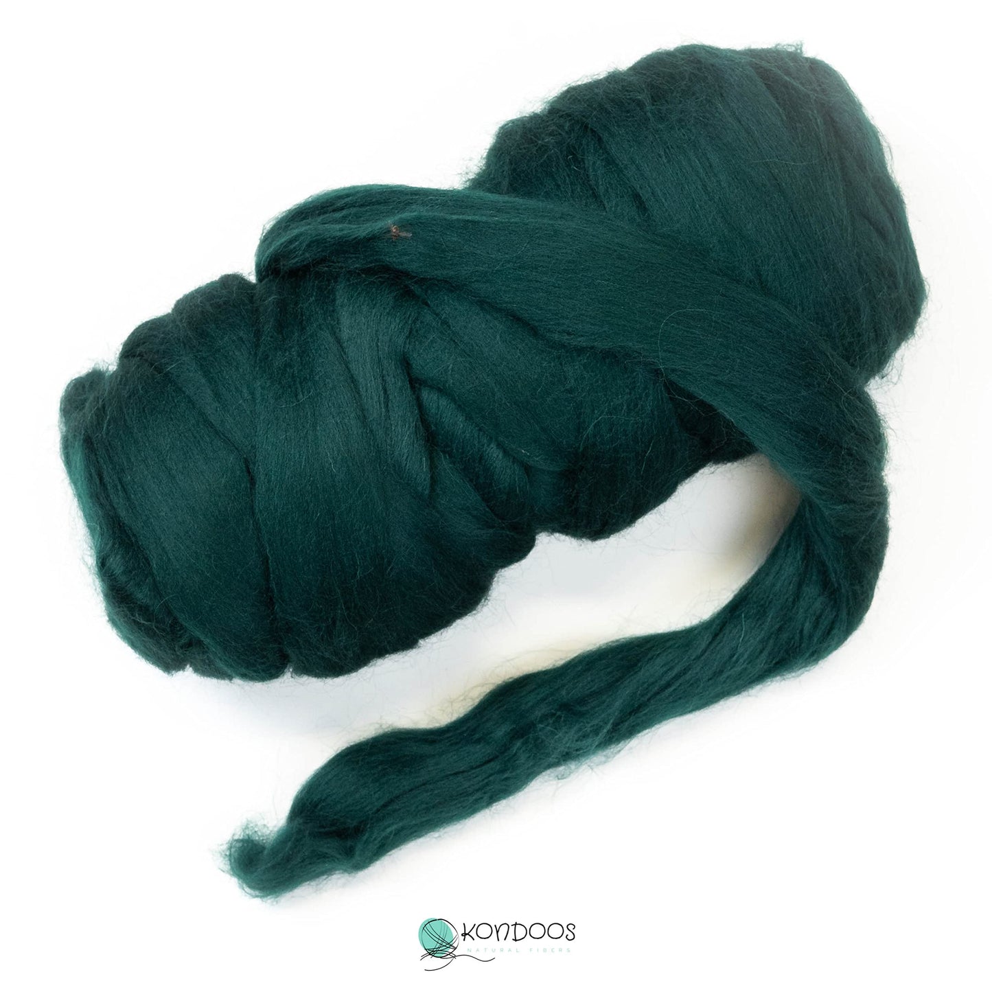 Kondoos Colored Natural Wool roving, 1 lb. Best Wool for Needle Felting, Wet Felting, handcrafts and Spinning. (English Green, 1 lb)