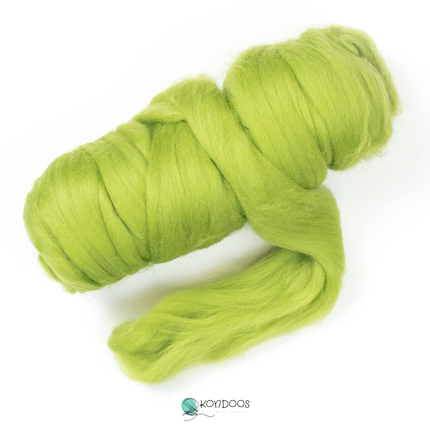 Kondoos Colored Natural Wool roving, 8 OZ. Best Wool for Needle Felting, Wet Felting, handcrafts and Spinning. (Green Apple)