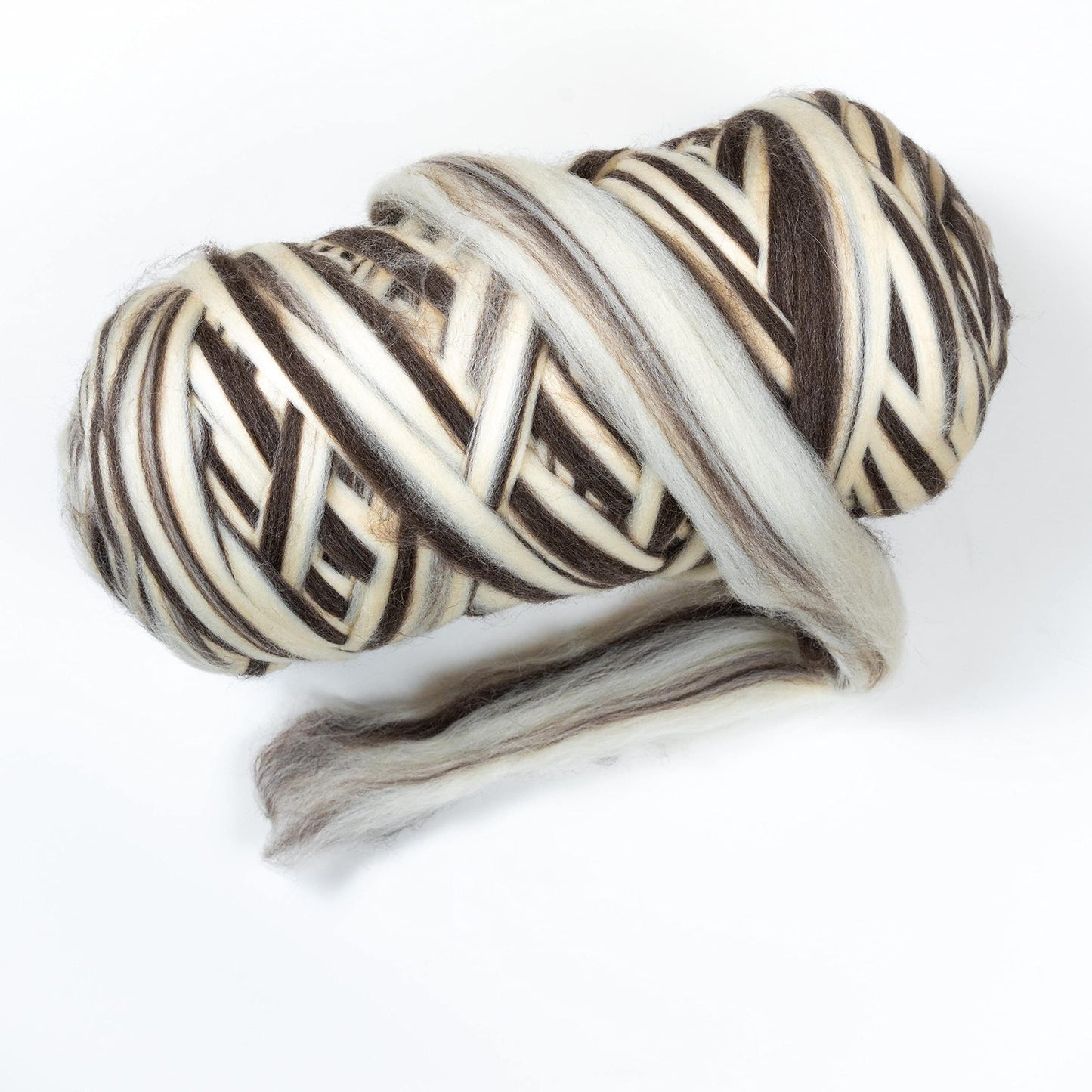 2 lb. Natural Wool Roving: Natural Blend Un-Dyed Fiber for Felting, Handcrafts & Spinning (Zebra(Ecru/Mocha), 2 lb)