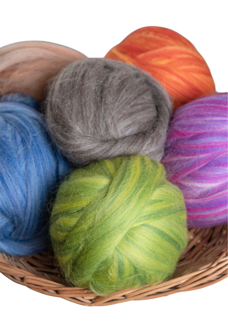 Multi Colored Natural Wool roving, 8 oz