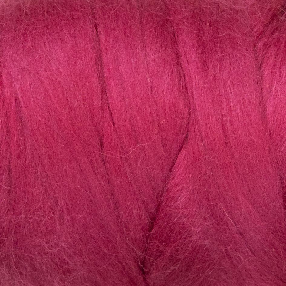 8 oz Natural Wool Roving: Red Wine Colored Fiber for Felting, Handcrafts & Spinning