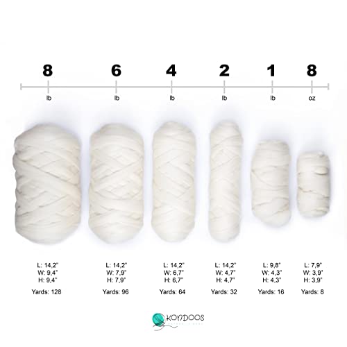 8 lb Natural Wool Roving: Natural Colors Un-Dyed Combed Top Fiber for Arm Knitting, Spinning & Felting (Ecru, 8 lb)