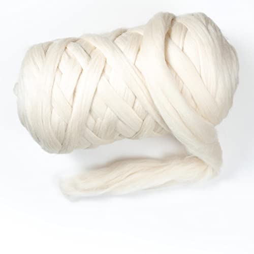 8 lb Natural Wool Roving: Natural Colors Un-Dyed Combed Top Fiber for Arm Knitting, Spinning & Felting (Ecru, 8 lb)