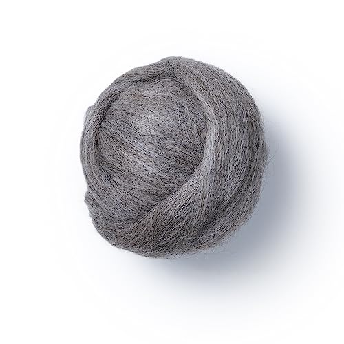 Kondoos Llama Hair Fiber roving (Similar to Alpaca), 8 oz. Best for Needle Felting, handcrafts and Spinning. Natural Colours, un-Dyed. (Light Gray PMG, 8oz)