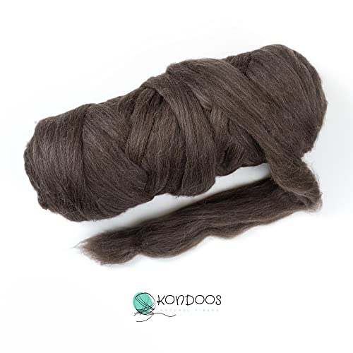 4 lb Natural Wool Roving: Natural Colors Un-Dyed Bulk Fiber for Spinning, Knitting & Felting (Mocha, 4 lb)