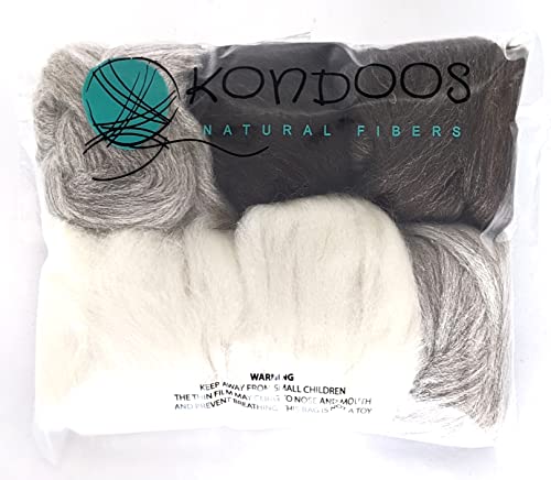 Needle Felting Wool roving, Great for Arts & Crafts, DIY Projects & Easy for Beginners. 4 Natural Colors, 6oz.