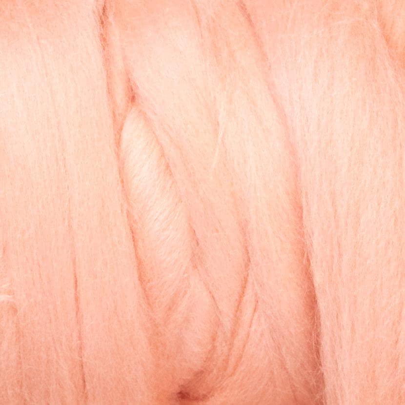 8 oz Natural Wool Roving: Salmon Pink Colored Fiber for Felting, Handcrafts & Spinning