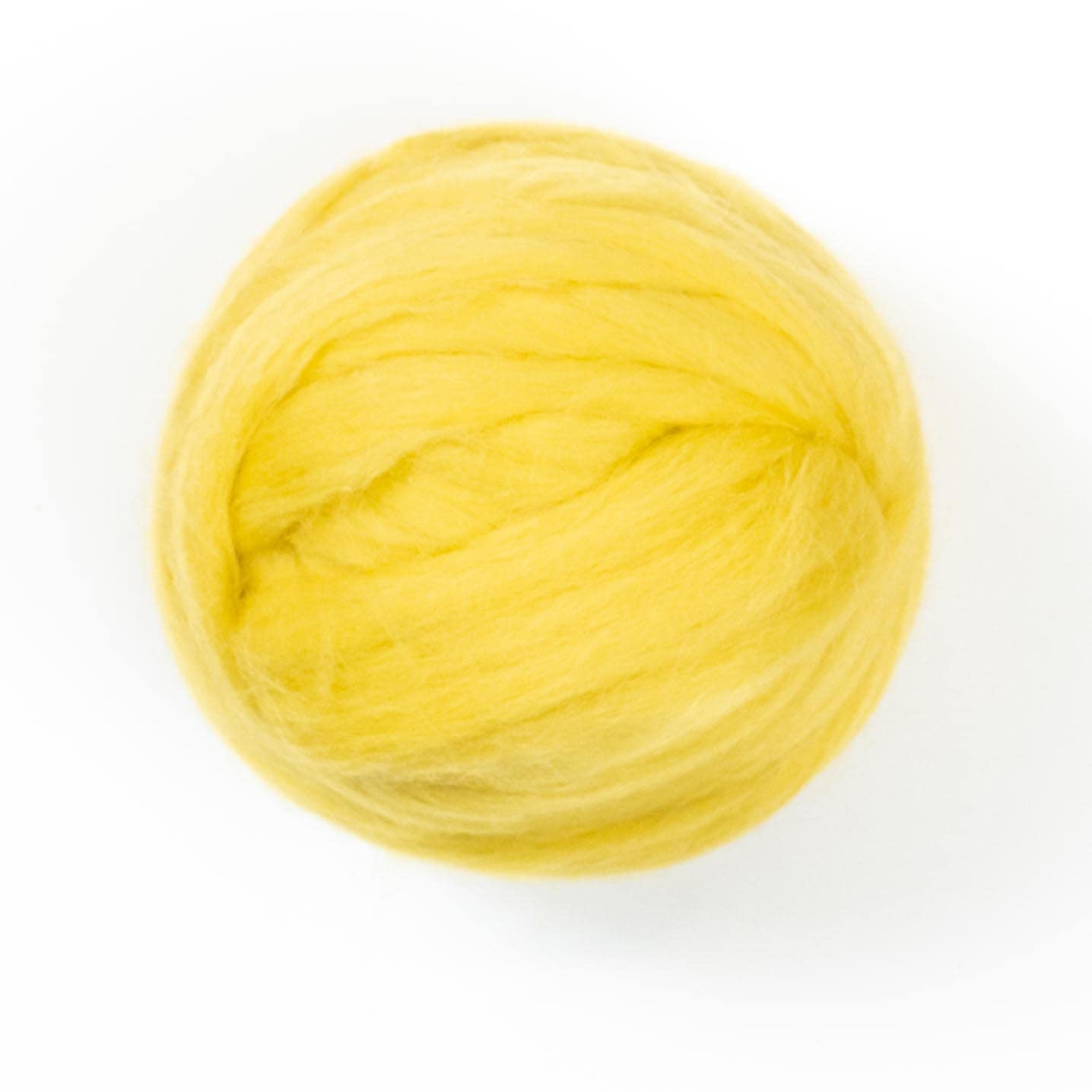 Kondoos Colored Natural Wool roving, 8 OZ. Best Wool for Needle Felting, Wet Felting, handcrafts and Spinning. (Lemon Yellow)