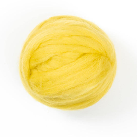 Kondoos Colored Natural Wool roving, 8 OZ. Best Wool for Needle Felting, Wet Felting, handcrafts and Spinning. (Lemon Yellow)