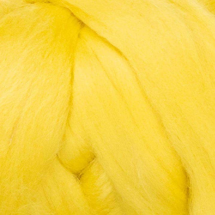 Kondoos Colored Natural Wool roving, 8 OZ. Best Wool for Needle Felting, Wet Felting, handcrafts and Spinning. (Lemon Yellow)