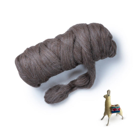 Kondoos Llama Hair roving (Similar to Alpaca), 1 lb. Best for Needle Felting, handcrafts and Spinning. Natural Colors, un-Dyed. (Gray PG, 1lb)