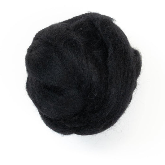 Kondoos Colored Natural Bulk Wool roving, 8 OZ. Best Wool for Needle Felting, Wet Felting, handcrafts and Spinning Yarn (Total Black)