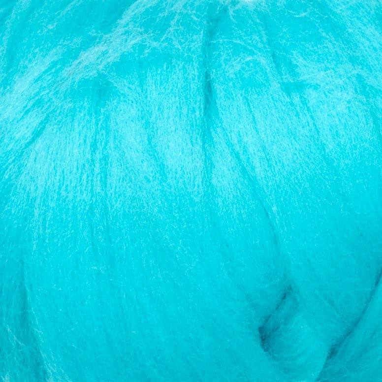 8 oz Natural Wool Roving: Cyan Colored Fiber for Felting, Handcrafts & Spinning
