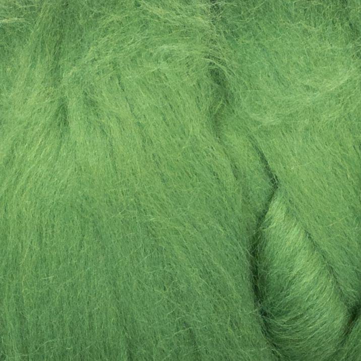 8 oz Natural Wool Roving: Grass Green Colored Fiber for Felting, Handcrafts & Spinning