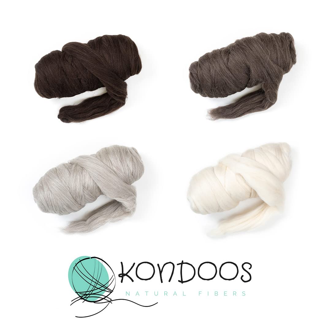 2 lb Natural Wool Roving: Natural Colors Un-Dyed Bulk Fiber for Spinning, Arm Knitting & Felting (Ecru, 2 lb)