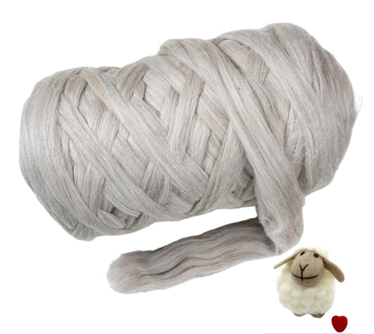 Kondoos Chunky arm Yarn 8 lb XXL Natural Color un-Dyed Wool roving arm Knit Projects Spinning Felting Blankets and Tapestry (Gray 8 lb)