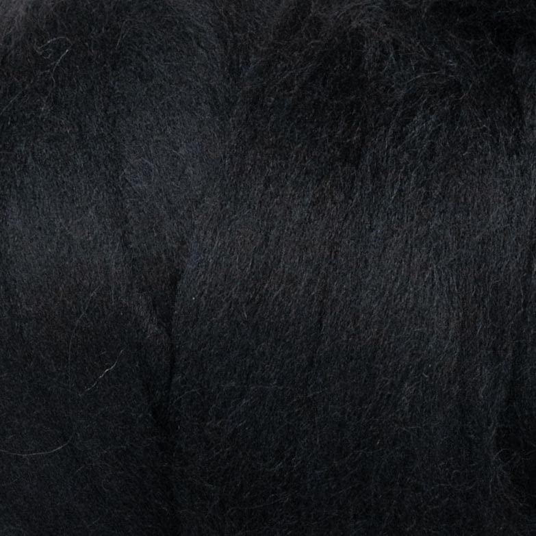 Kondoos Colored Natural Wool roving, 1 lb. Best Wool for Needle Felting, Wet Felting, handcrafts and Spinning. (Total Black, 1 lb)
