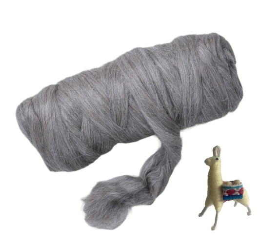 Kondoos Llama Hair roving (Similar to Alpaca), 1 lb. Best for Needle Felting, handcrafts and Spinning. Natural Colours, un-Dyed. (Light Gray PMG, 1lb)