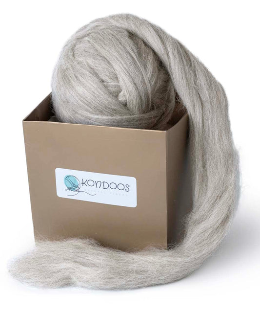 Kondoos Natural Wool roving, 8 OZ. Best Wool for Needle Felting, handcrafts and Spinning. Natural Colours, un-Dyed. (Sand, 8 oz)