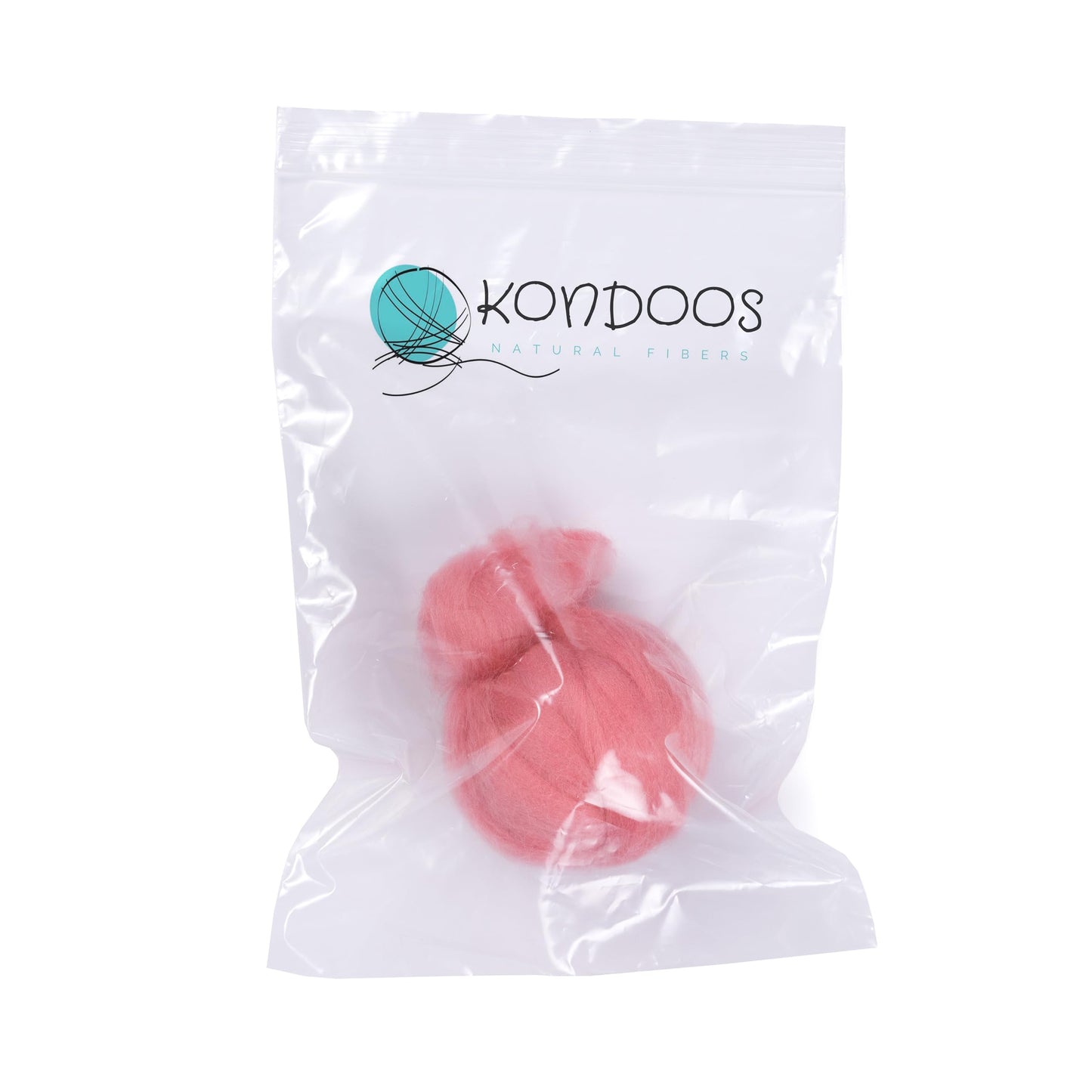 Kondoos Natural Wool roving, 2 OZ. Best Wool for Needle Felting and Wet Felting, handcrafts and DIY Spinning Projects, Wool Felting Supplies. Dyed Colors. (Wild Watermelon, 2 oz)