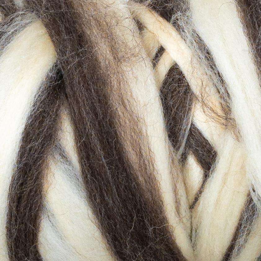 1 lb Natural Wool Roving: Natural Un-Dyed Bulk Fiber for Spinning, Knitting & Needle Felting (Zebra(Ecru/Mocha), 1 lb)