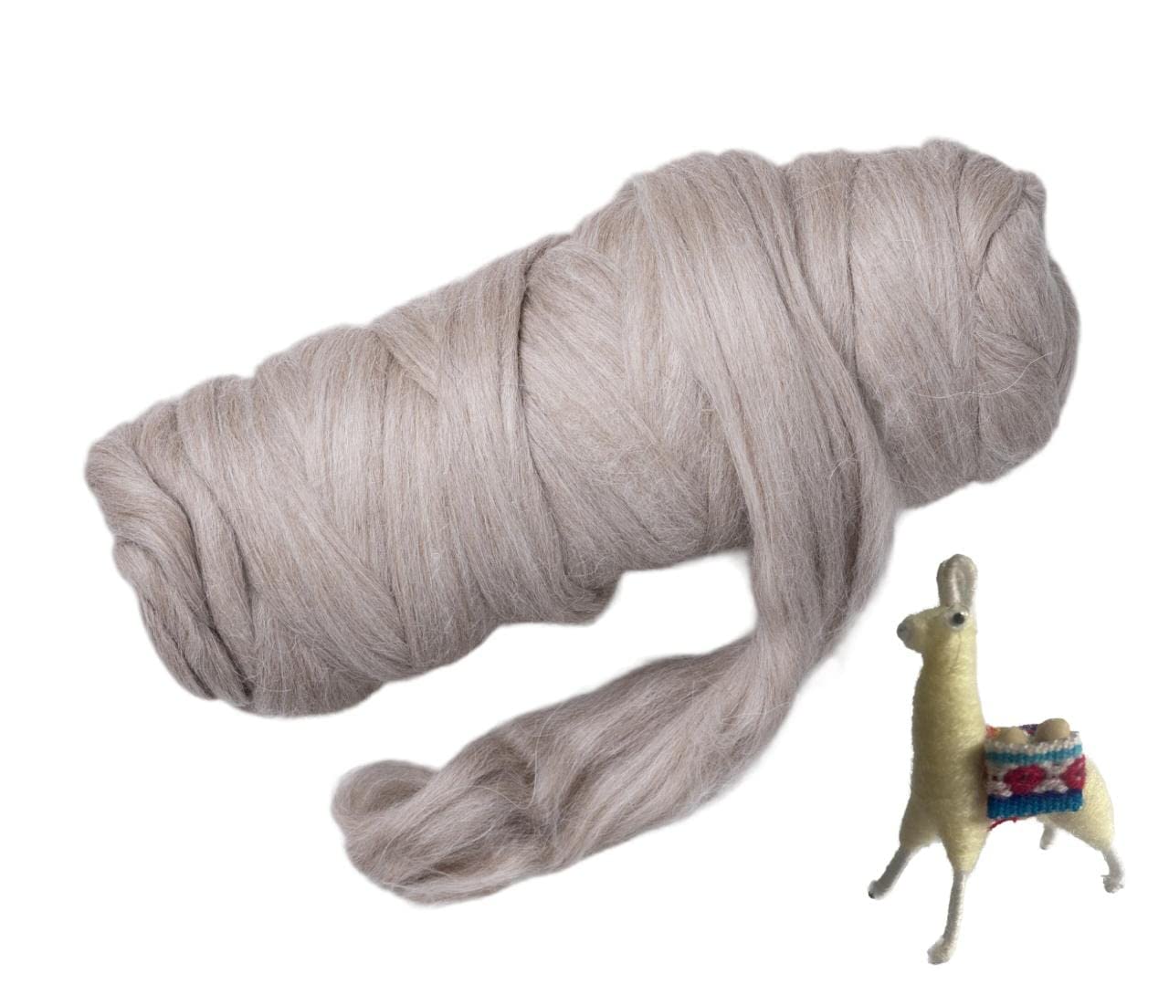 1 lb Natural Llama Hair Roving (Similar to Alpaca): Natural Colors Un-Dyed Fiber for Felting, Handcrafts & Spinning (Light Fawn PMC, 1lb)