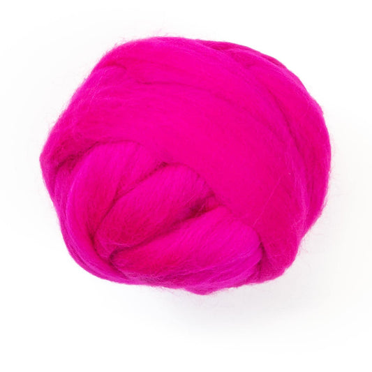Kondoos Colored Natural Wool roving, 8 OZ. Best Wool for Needle Felting, Wet Felting, handcrafts and Spinning. (Magenta)