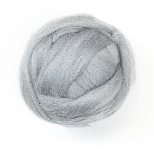 Kondoos Colored Natural Wool roving, 8 OZ. Best Wool for Needle Felting, Wet Felting, handcrafts and Spinning. (Silver)