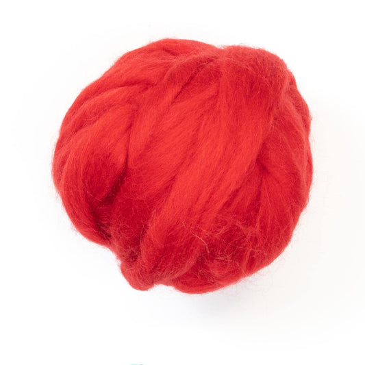 Kondoos Colored Natural Wool roving, 8 OZ. Best Wool for Needle Felting, Wet Felting, handcrafts and Spinning. (Red)