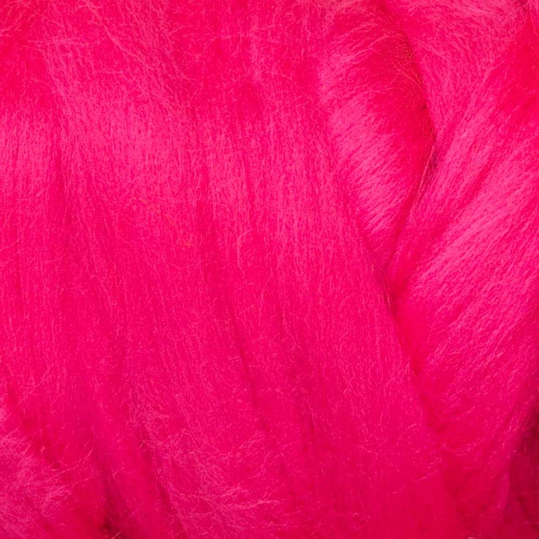Kondoos Colored Natural Wool roving, 8 OZ. Best Wool for Needle Felting, Wet Felting, handcrafts and Spinning. (Fuchsia)