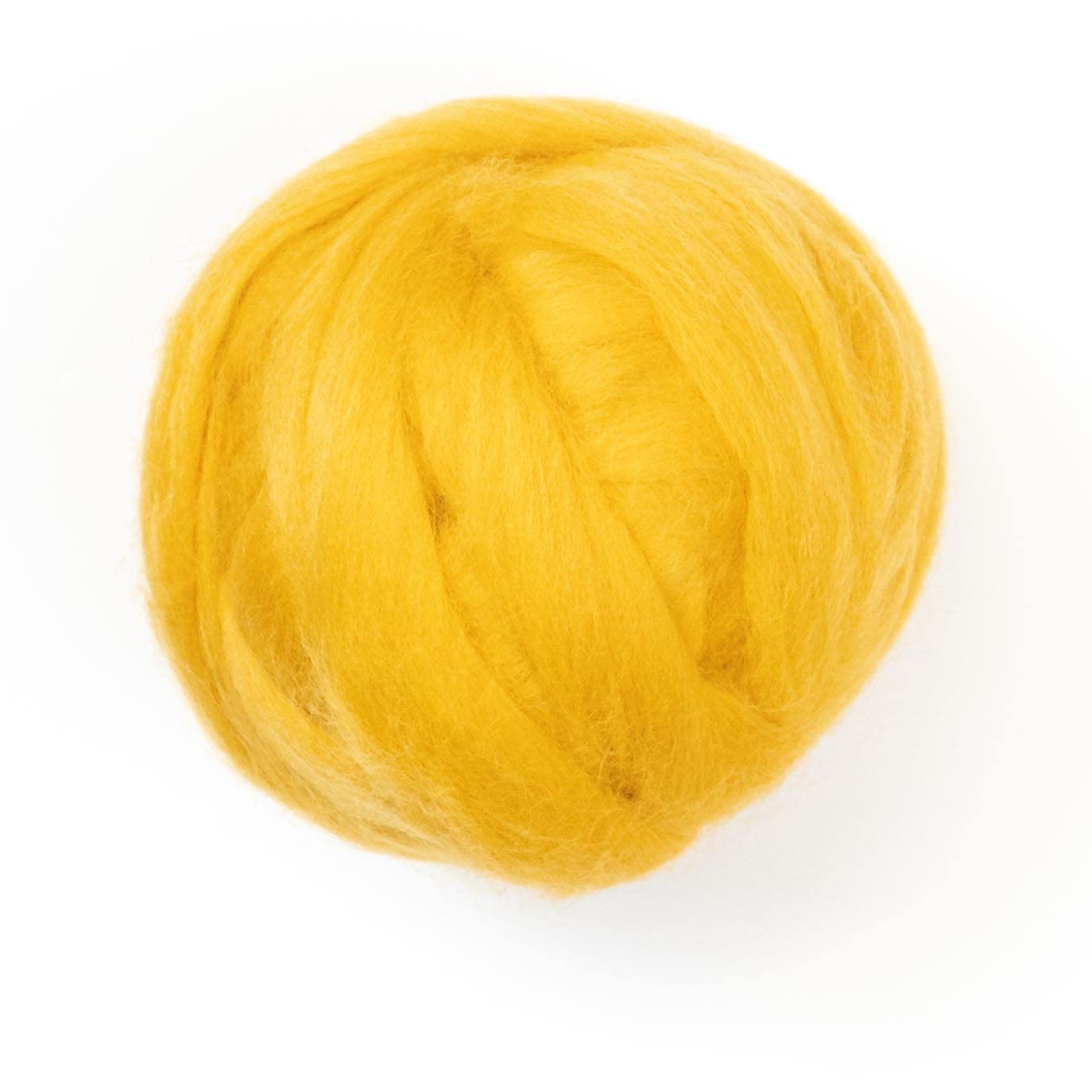 8 oz Natural Wool Roving: Mustard Colored Fiber for Felting, Handcrafts & Spinning