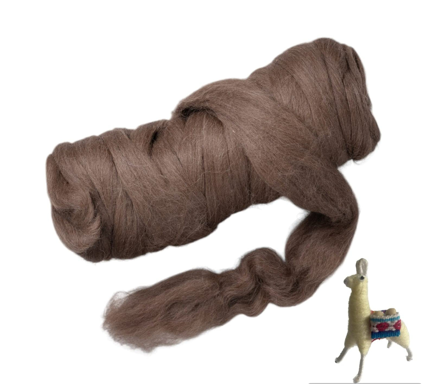 1 lb Natural Llama Hair Roving (Similar to Alpaca): Natural Colors Un-Dyed Fiber for Felting, Handcrafts & Spinning (Brown PM, 1lb)