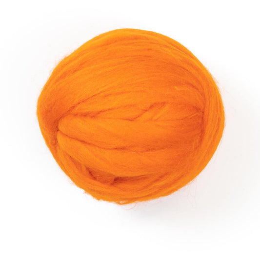 Kondoos Colored Natural Wool roving, 8 OZ. Best Wool for Needle Felting, Wet Felting, handcrafts and Spinning. (Orange)