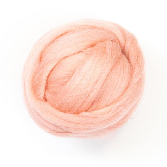 Kondoos Colored Natural Wool roving, 8 OZ. Best Wool for Needle Felting, Wet Felting, handcrafts and Spinning.Weaving Felting Big Yarn (Salmon Pink)