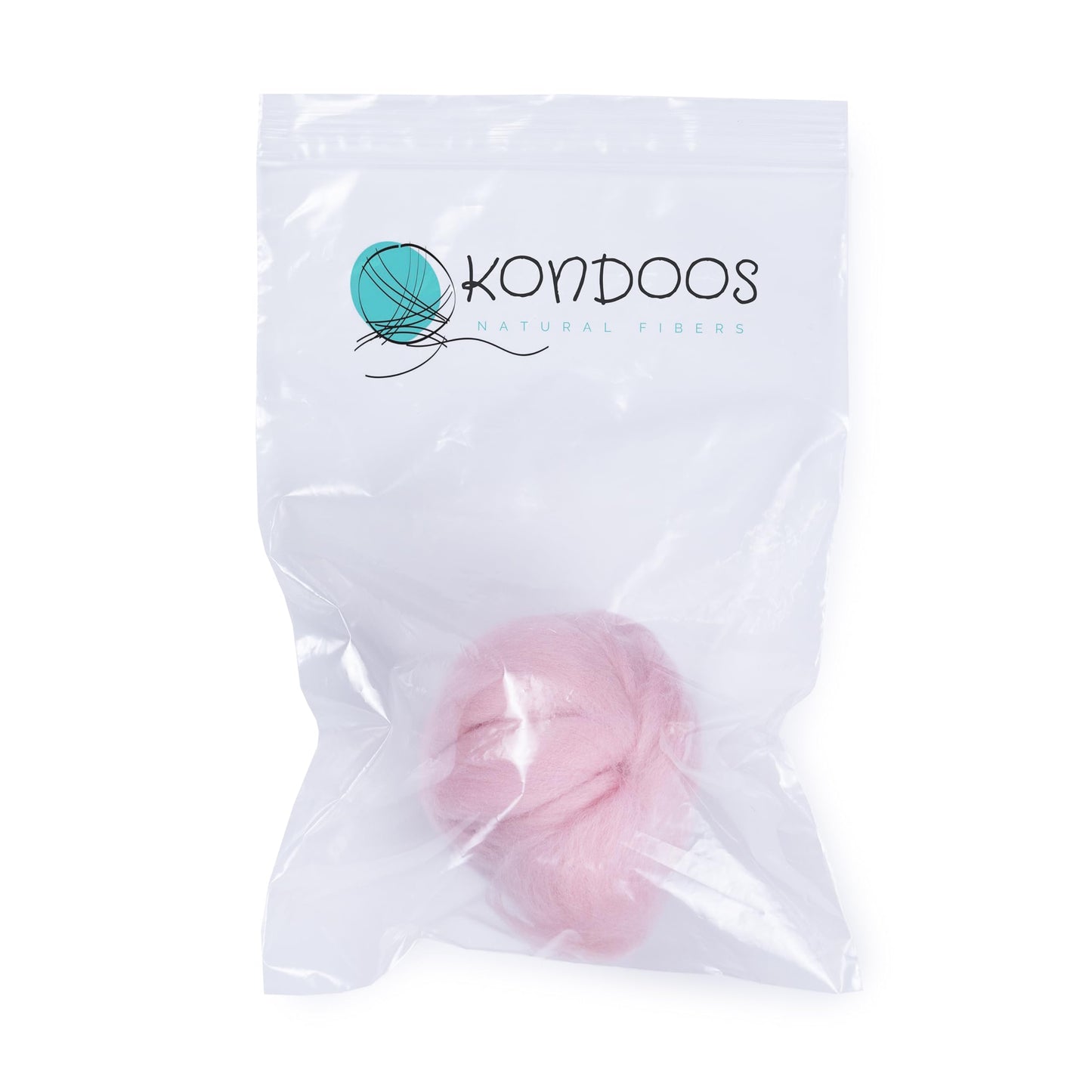 Kondoos Natural Wool roving, 2 OZ. Best Wool for Needle Felting and Wet Felting, handcrafts and DIY Spinning Projects, Wool Felting Supplies. Dyed Colors. (Baby Pink, 2 oz)