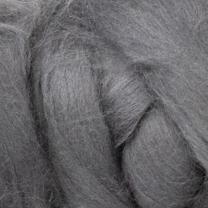 8 oz Natural Wool Roving:  Graphite Colored Fiber for Felting, Handcrafts & Spinning