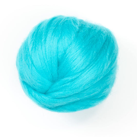 Kondoos Colored Natural Wool roving, 8 OZ. Best Wool for Needle Felting, Wet Felting, handcrafts and Spinning. (Cyan)