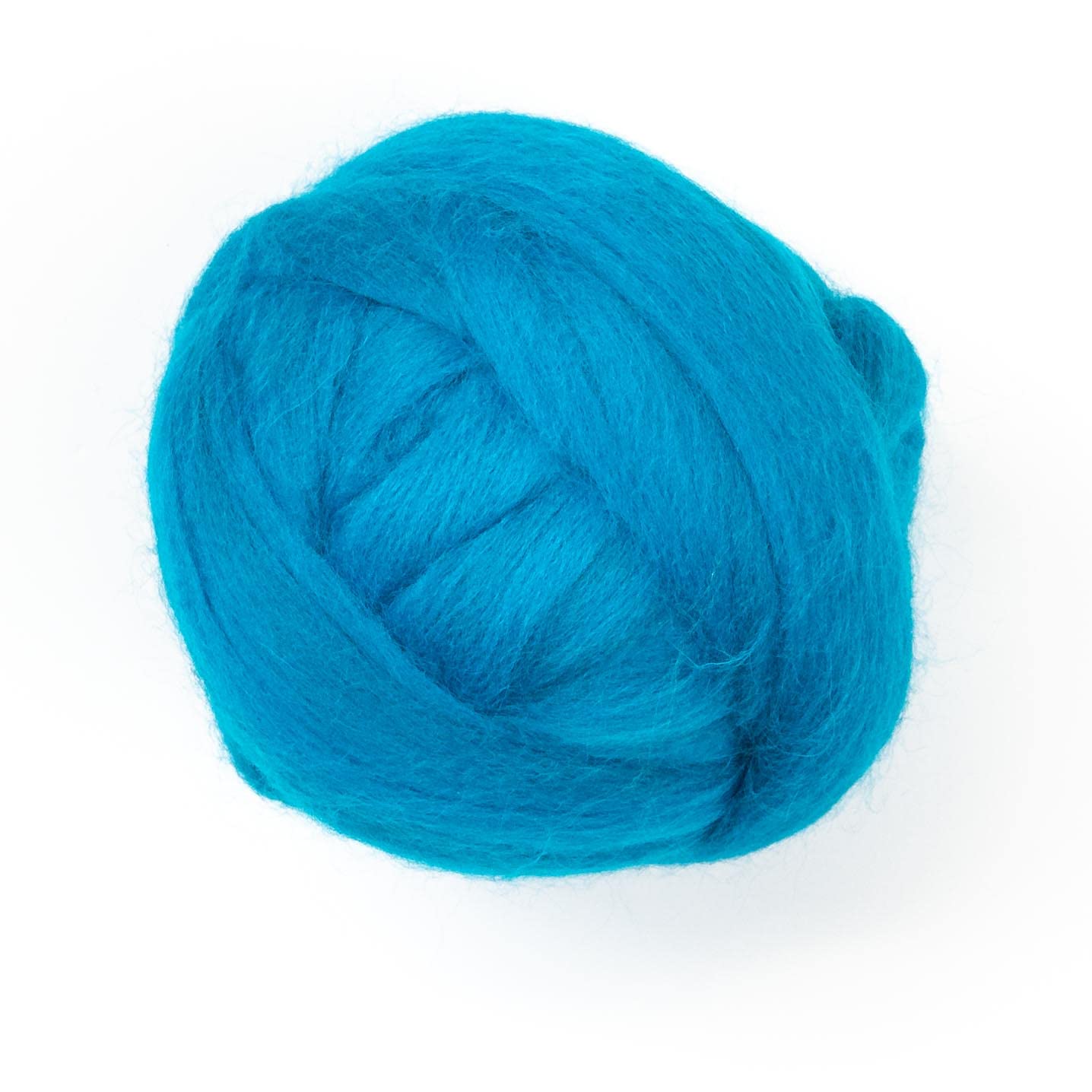 8 oz Natural Wool Roving: Turquoise Colored Fiber for Felting, Handcrafts & Spinning